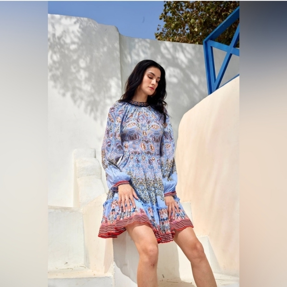 Anthropologie NWTs Bhanuni by Jyoti Juliana Heavenly Blue Mini Dress - Picture 3 of 4